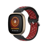 VeveXiao Strap Compatible with Fitbit Versa 3 Strap/Fitbit Sense band, Soft Silicone Replacement Strap Sport Wrist Band Compatible with Fitbit Versa 3/Fitbit Sense (Black/red)