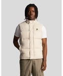 Lyle & Scott Mens Wadded Gilet in Sand Nylon - Size Small
