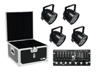Set 4x LED PAR-56 HCL bk + Case + Controller