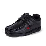 Kickers Junior Boy's Fragma Single Strap Moc Toe Comfortable Leather Shoes, Black, 12.5 UK Child