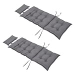 2 Pieces Patio Chair Cushion Set, High Back Seat Pads with Pillow