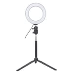 PUSOKEI 6 Inch LED Fill Light, USB Fill Ring Light with Desktop Foldable Tripod + Selfie Stick + 1/4 Universal Screw Hole for Live Stream Makeup Photography Shooting