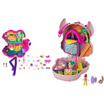 Polly Pocket Flamingo Party Large Compact, 26 Surprises (Including Margot & Friend Dolls), Pop & Swap Feature, 4 & Up & Llama Music Party Compact with Stage, Spinning Dance Floor, Food Stalls, GKJ50