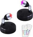 Helcona Wireless LED Spotlight w/Remote Control, RGB Battery Spot Lights Indoor
