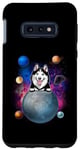 Coque pour Galaxy S10e Siberian Husky On The Moon Galaxy Funny Dog In Space Puppy