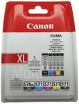 Canon Multipack Ink Cartridges PGI-570XLBK CLI-571B CLI-571C CLI-571M CLI-571Y