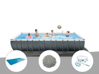 Kit piscine tubulaire Intex Ultra XTR Frame rectangulaire 7,32 x 3,66 x 1,32 m + Bâche à bulles + 20 kg de zéolite + Kit d'entretien