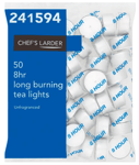 Unfragranced Long Burning Tea Lights​​​​​​​, 50 8hr, Perfect For Food Warmers