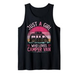 Just A Girl Who Loves Camper Van, Vintage Camper Van Girls Tank Top