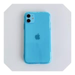 Solid Fluorescent Color Shockproof Phone Case For iPhone 11 Pro Max XR X XS Max 7 8 Plus Neon Case Soft TPU Clear Phone Cover-Blue-For iPhone XR