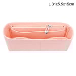 Multi-Pocket Women Insert Bag Handväska i filttyg Pink L