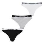 Reebok Women’s Carina Sports Briefs, Multi Pack Low Rise Cotton Workout Underwear – Black/White/Grey Marl, Pack of 3