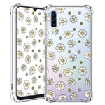 CAROKI for Samsung A50 Clear Case,for Galaxy A50 Phone Cover Embossed Small Daisy Pattern Shockproof,Soft TPU Protective Cases,Slim Fit Crystal Clear [Anti-Yellow] Case For A50 6.4 inch