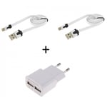Pack Chargeur Pour Iphone 11 Pro Max Lightning (2 Cables Chargeur Noodle + Double Prise Secteur Usb) Apple Ios (Blanc)