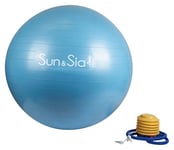 Ballon de Yoga et Fitness Taille M 65 cm Bleu – Pompe fournie – Résistant et Multi usages – Gym Ball – Ballon Gym – Ballon Pilates – Diamètre 55cm – Adhérence Optimale – Qualité Supérieure - Sun & Sia
