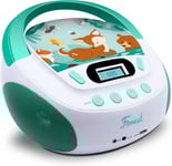MONDODIGITALE-477147 Lecteur Cd Mp3 Forest Enfant Avec Port Usb Et Entrée Audio, Sortie Casque Blanc/Vert