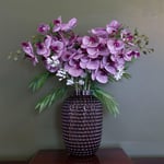 Artificial Flower Arrangement  80cm with Amethyst Vase Artificial Orchids and  Foliage