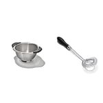 OXO Good Grips Stainless Steel 2.8L Colander, Metal & 11278500 Good Grips Sauce and Gravy Whisk, Stainless Steel, Black