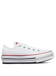 Converse Kids Girls Eva Lift Canvas Platform Ox Trainers - White, White, Size 12 Younger