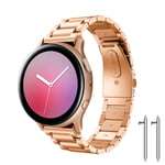 Diruite for Samsung Galaxy Watch Active 2 40mm(44mm)/Samsung Galaxy Active 40mm Strap,Plating Solid Stainless Steel,Butterfly double snap Bracelet Adjustable Replacement Wrist Bands - Rose gold