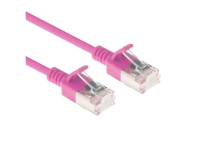 ACT Pink 1.5 meter LSZH U/FTP CAT6A datacenter slimline patch cable snagless with RJ45 connectors