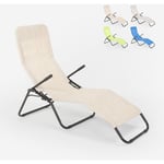 Beach And Garden Design - Chaise longue pliante de plage et de jardin en acier Pasha Couleur: Beige