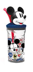 p:os Disney Mickey Mouse 33816 Gobelet pour enfant avec paille intégrée, couvercle et figurine 3D de Mickey, contenance env. 360 ml, idéal pour les boissons froides