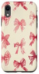 iPhone XR Aesthetic Coral Ribbons and Bows in Watercolor Case
