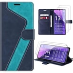 Coque - Xiaomi - Redmi Note 13 Pro+ 5G - Lädereffekt - Blå - Stöttålig med Härdat Glas Blå