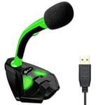 KLIM Voice Microphone à Pied USB pour Ordinateur - Micro de Bureau Professionnel - Microphone de Gamer PC PS4 - Nouvelle Version 2022 - Vert