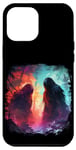 Coque pour iPhone 15 Pro Max Deux bigfoot rouge bleu faceoff forêt sasquatch yeti cool art