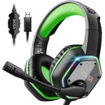 EKSA E1000 USB Gaming Headset for PC - Computer Headphones with Microphone/Mic Noise Cancelling, 7.1 Surround Sound Wired Headset & RGB Light - Gaming Headphones for PS4/PS5 Console Laptop