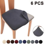 6 st Stretch Jacquard stolsöverdrag, avtagbara stolsöverdrag