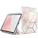i-Blason Cosmo Case for New iPad Pro 12.9 Inch (2020 Release), Full-Body Trifold Stand Protective Case Smart Cover with Auto Sleep/Wake & Pencil Holder (Marble)