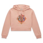 Wakanda Forever Nakia Okoye And Shuri Composition Women's Cropped Hoodie - Dusty Pink - M - Dusty pink