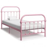 Sängram rosa metall 90x200 cm