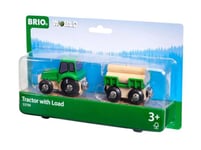 BRIO World Farm Tractor Toy (with Load) for Kids Age 3 Years Up - Wooden Railway Train Set Add On Accessories