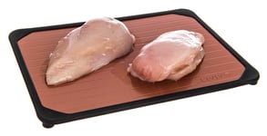 Quick DEFROSTING Plate Frozen THAW Meat Food Chicken Safe DEFROST Tray with Silicone Trim - THAW Frozen Food in Minutes. NO Electricity, NO Chemicals, NO Microwave (Copper)
