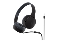 Belkin SoundForm Mini - Hörlurar med mikrofon - på örat - kabelansluten - 3,5 mm kontakt - svart