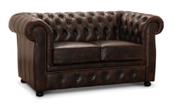 Liverpool Chesterfield soffa 2-sits Brun