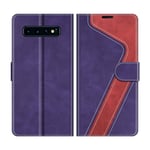 MOBESV Samsung Galaxy S10 Case, Phone Case For Samsung Galaxy S10, Samsung Galaxy S10 Phone Cover, Flip Wallet Case for Samsung Galaxy S10 Phone Case, Violet/Red