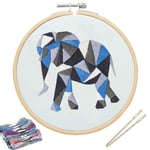 Embroidery Starter Kit with Pattern,DIY Handmade Full Range Full Range of Stamped Embroidery Kits (Elephant)