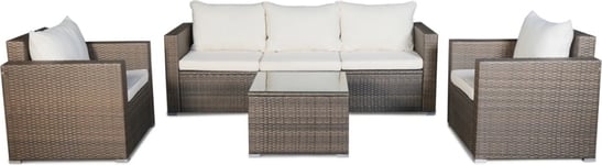 Skånska Möbelhuset Yngsjö utegrupp 3-sits soffa med bord och 2 st fåtöljer - Brun konstrotting