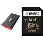 Emtec - Pack création : Disque SSD Externe USB 3.2 X210 256Go + Carte SDXC UHS-II U3 V90 SpeedIN Pro+ 64 Go - Pack De 2