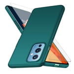 YIIWAY Compatible with OnePlus 9 5G Case + Tempered Glass Screen Protector, Green Ultra Slim Case Hard Cover Shell Compatible with OnePlus 9 YW42226
