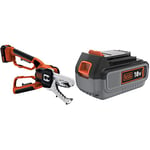 BLACK+DECKER 18V Cordless Alligator Lopper Chainsaw with 2.0Ah Lithium Ion Battery & BLACK+DECKER BL4018-XJ 4.0 Ah Lithium Ion Battery, 18 V