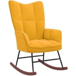 Chaise à bascule Fauteuil à bascule Fauteuil de Relaxation Jaune moutarde Velours 36741