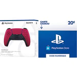 Manette sans Fil DualSense Rouge + Carte Cadeau PSN (PlayStation Store) | 20 EUR | Compte français | Code de téléchargement (PS5/PS4/PS3)