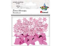 Titanum Paljetter blommor + klistermärken mix rosa 12st