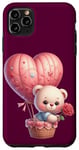 iPhone 11 Pro Max Valentine Teddy Bear Pink Flower Hot Air Balloon Case